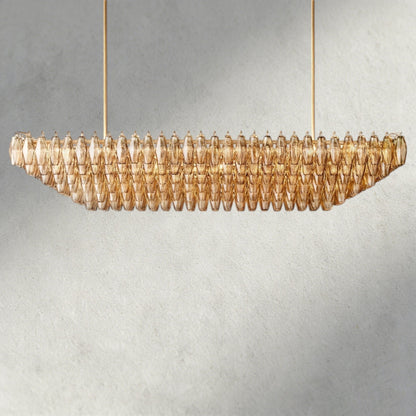 Chiaray Clear/ Smoke Glass Tiered Rectangular Chandelier 54", 74" - Zelno