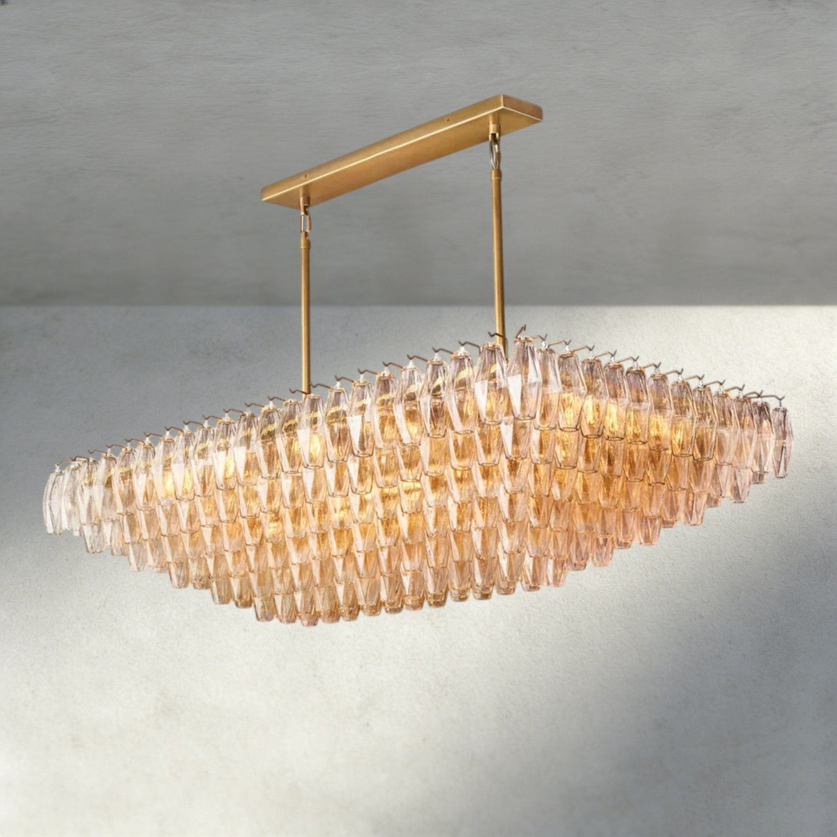 Chiaray Clear/ Smoke Glass Tiered Rectangular Chandelier 54", 74" - Zelno
