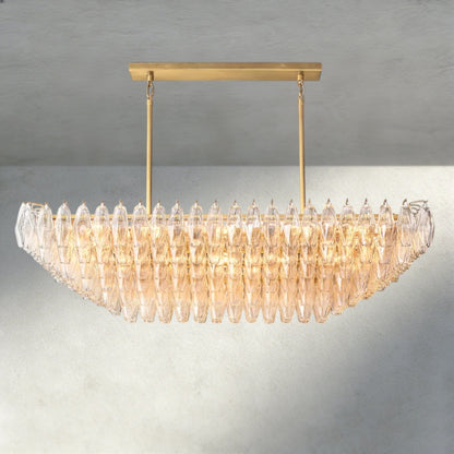 Chiaray Clear/ Smoke Glass Tiered Rectangular Chandelier 54", 74" - Zelno