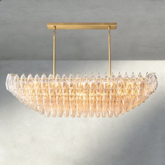 Chiaray Clear/ Smoke Glass Tiered Rectangular Chandelier 54", 74" - Zelno