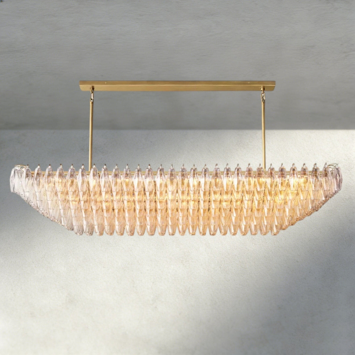 Chiaray Clear/ Smoke Glass Tiered Rectangular Chandelier 54", 74" - Zelno