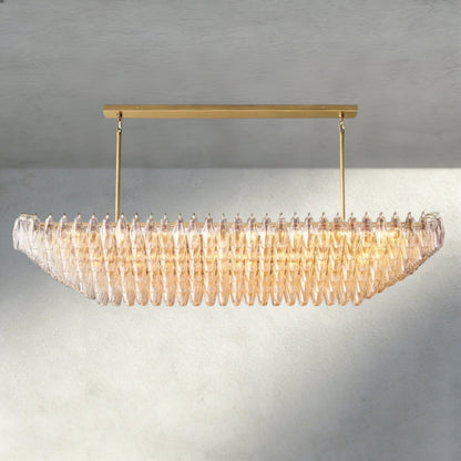 Chiaray Clear/ Smoke Glass Tiered Rectangular Chandelier 54", 74" - Zelno