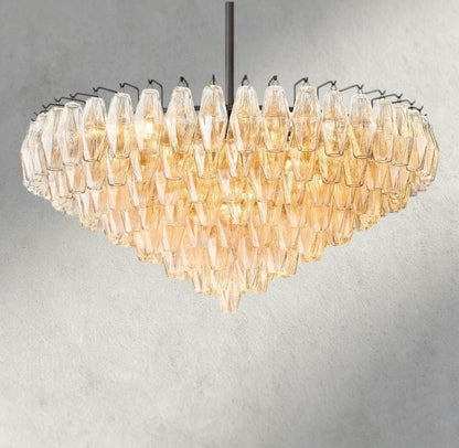 Chiaray CLEAR/ SMOKE GLASS TIERED ROUND CHANDELIER 37", 47", 62" - Zelno