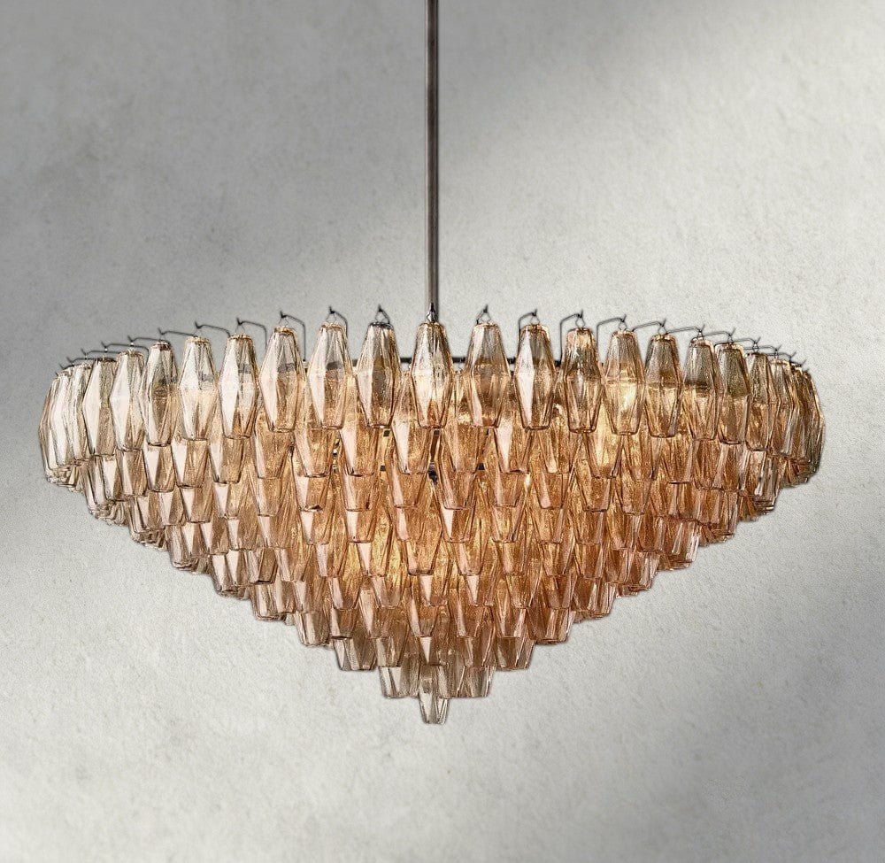 Chiaray CLEAR/ SMOKE GLASS TIERED ROUND CHANDELIER 37", 47", 62" - Zelno