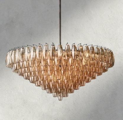 Chiaray CLEAR/ SMOKE GLASS TIERED ROUND CHANDELIER 37", 47", 62" - Zelno