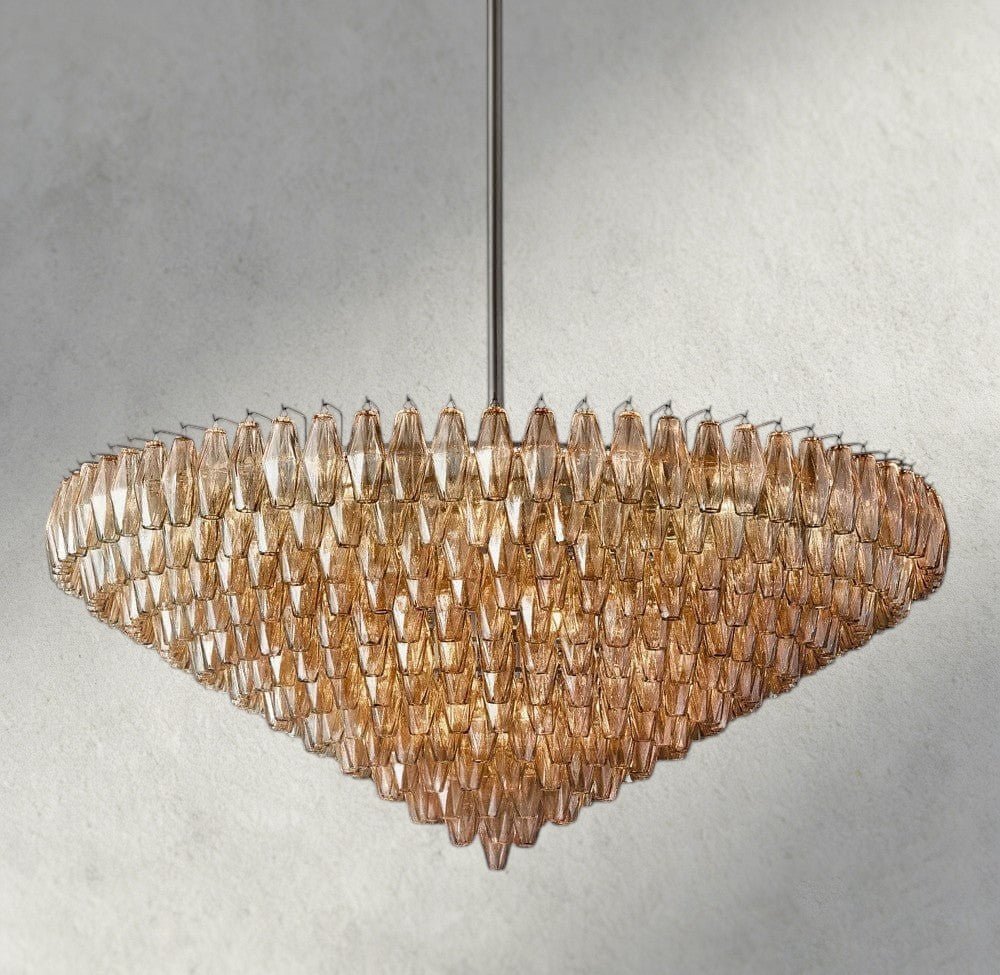 Chiaray CLEAR/ SMOKE GLASS TIERED ROUND CHANDELIER 37", 47", 62" - Zelno