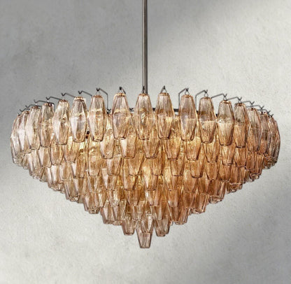 Chiaray CLEAR/ SMOKE GLASS TIERED ROUND CHANDELIER 37", 47", 62" - Zelno
