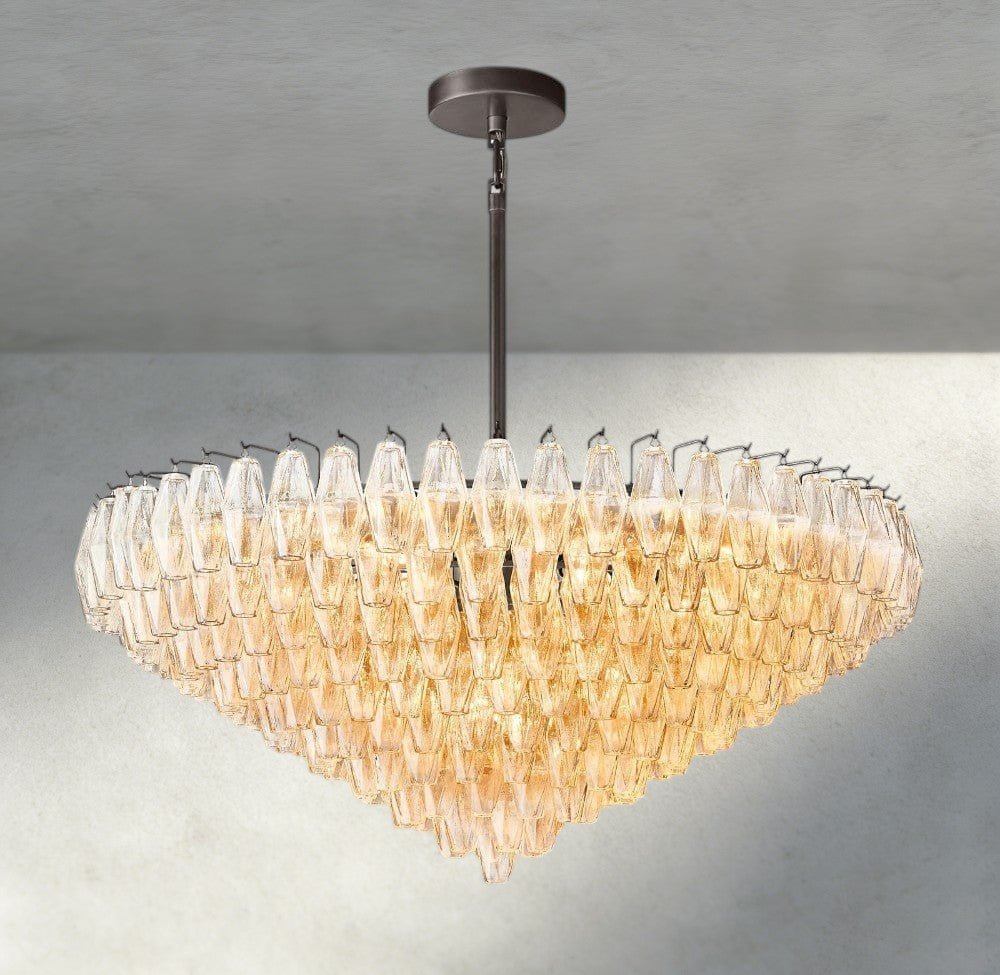 Chiaray CLEAR/ SMOKE GLASS TIERED ROUND CHANDELIER 37", 47", 62" - Zelno