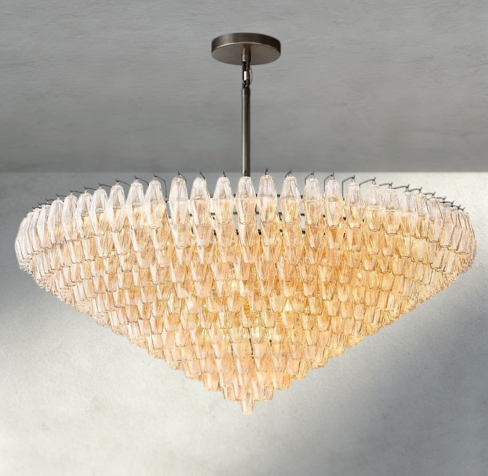 Chiaray CLEAR/ SMOKE GLASS TIERED ROUND CHANDELIER 37", 47", 62" - Zelno