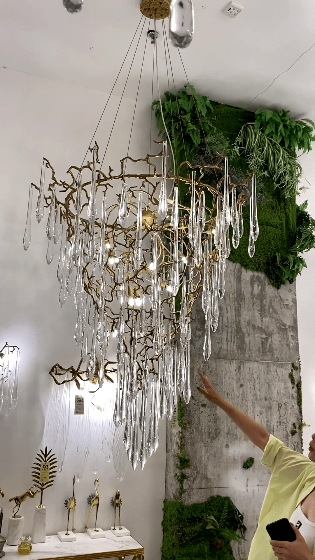 Chic Modern French Branch Copper Crystal Chandelier for Living Room Foyer and Dining Room Lighting - Zelno Lighting