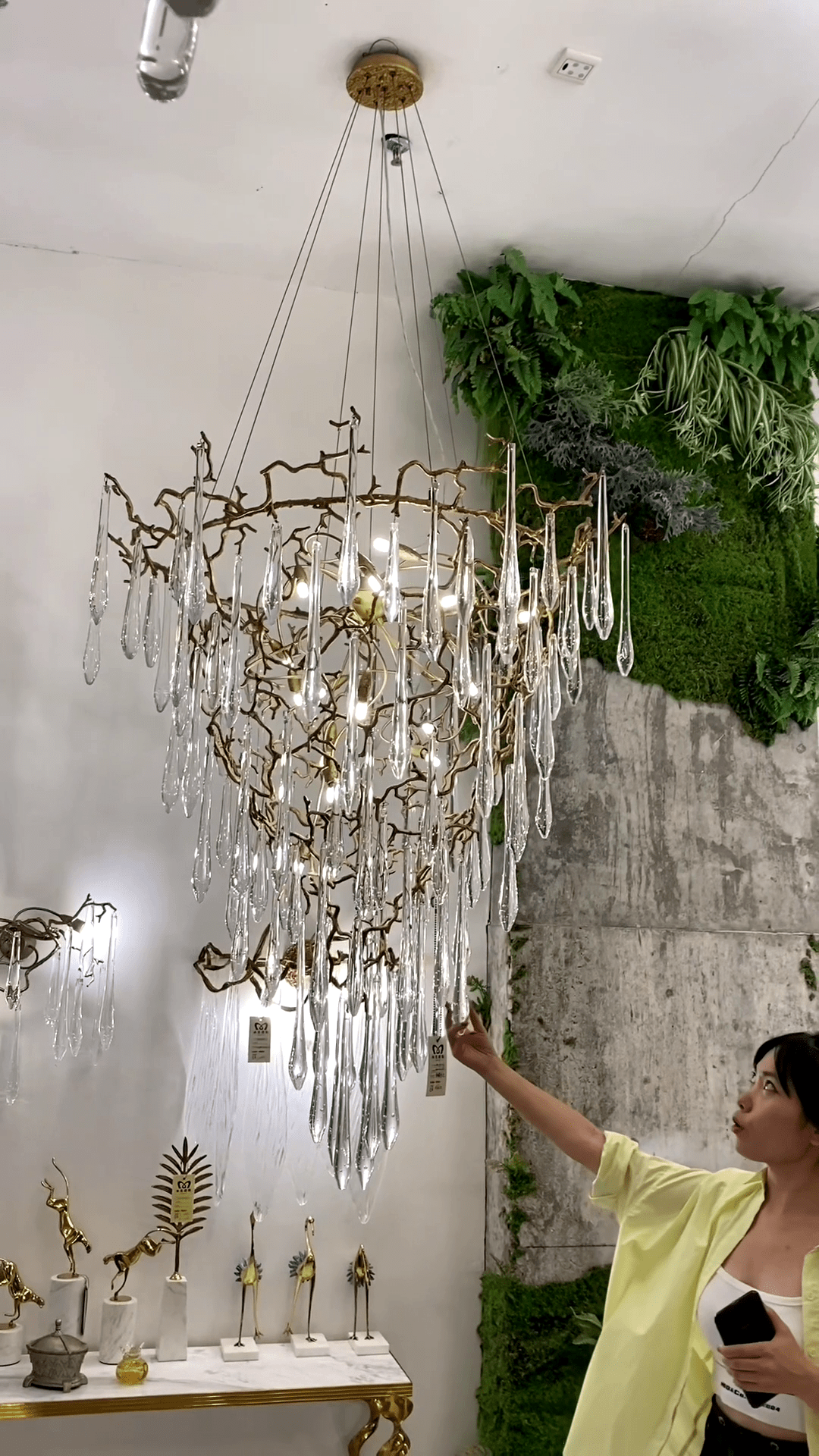 Chic Modern French Branch Copper Crystal Chandelier for Living Room Foyer and Dining Room Lighting - Zelno Lighting