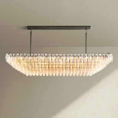 CHRAFZ Clear Glass Tired Rectangular Chandelier 54"74" - Zelno