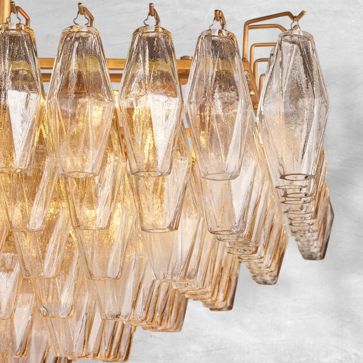 CHRAFZ Clear Glass Tired Rectangular Chandelier 54"74" - Zelno