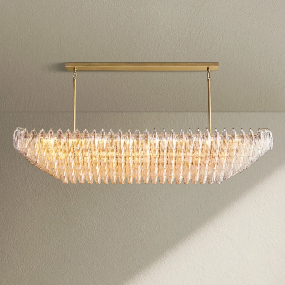 CHRAFZ Clear Glass Tired Rectangular Chandelier 54"74" - Zelno