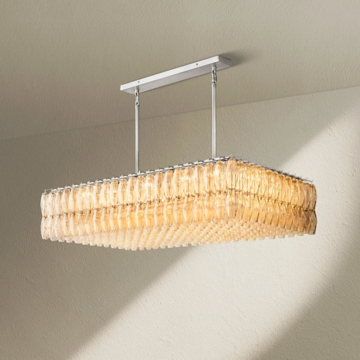 CHRAFZ Glass Rectangular Chandelier 54" - Zelno