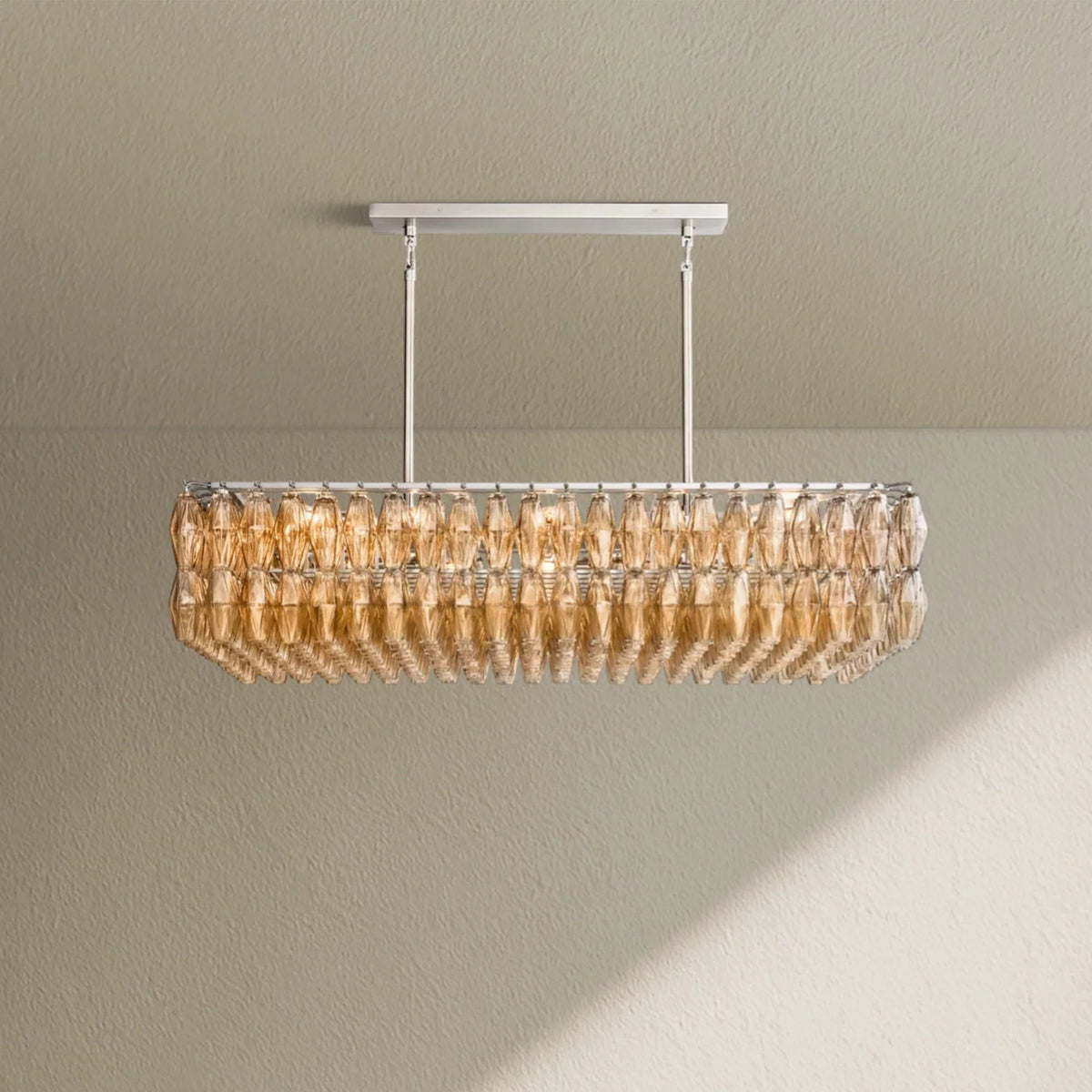 CHRAFZ Glass Rectangular Chandelier 54" - Zelno