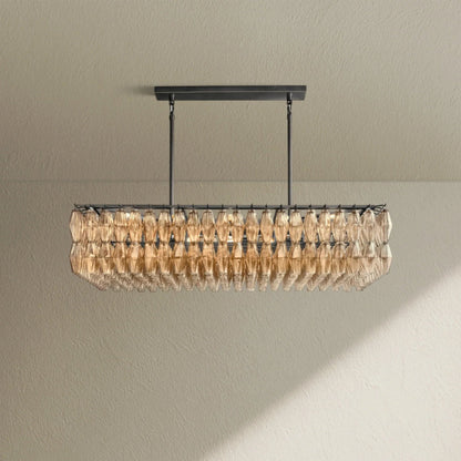 CHRAFZ Glass Rectangular Chandelier 54" - Zelno