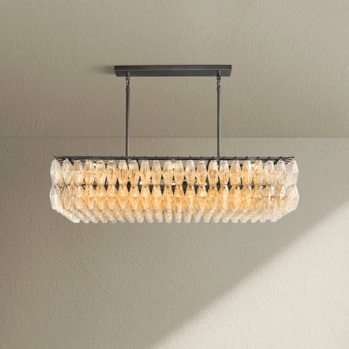 CHRAFZ Glass Rectangular Chandelier 54" - Zelno