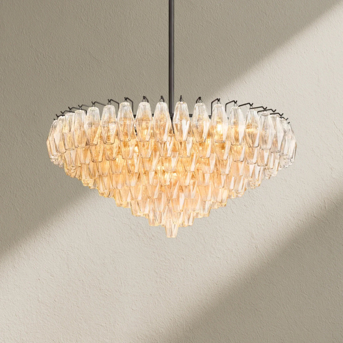 CHRAFZ Glass Tiered Round Chandelier 37"D 47"D 62"D - Zelno