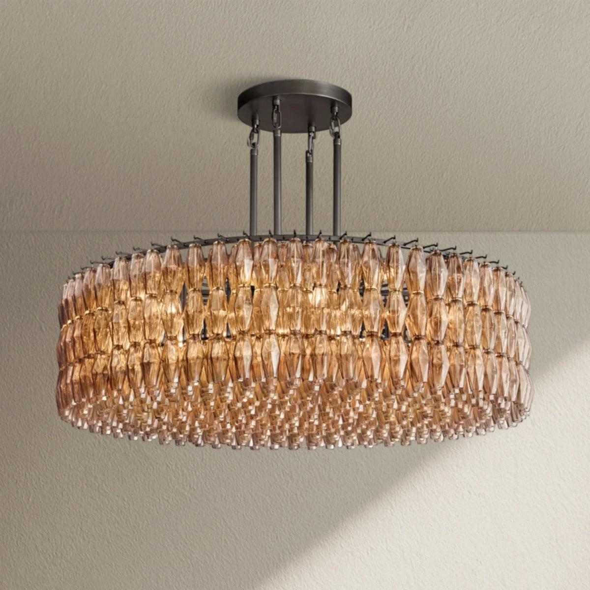 CHRAFZ Smoke Glass Round Chandelier 37"47‘’62‘’ - Zelno