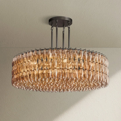 CHRAFZ Smoke Glass Round Chandelier 37"47‘’62‘’ - Zelno