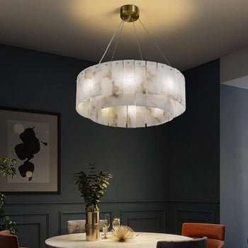 Christian Alabaster Modern Round Chandelier Lighting - Zelno