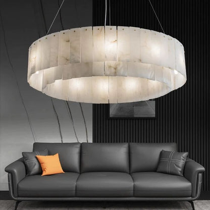 Christian Alabaster Modern Round Chandelier Lighting - Zelno