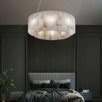 Christian Alabaster Modern Round Chandelier Lighting - Zelno