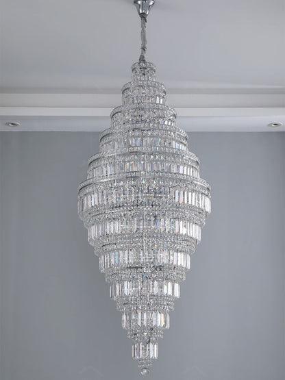 Chrome Extra Large Crystal Chandelier in Silver for Foyer/Staircase/Living Room/Entrance - Zelno Lighting