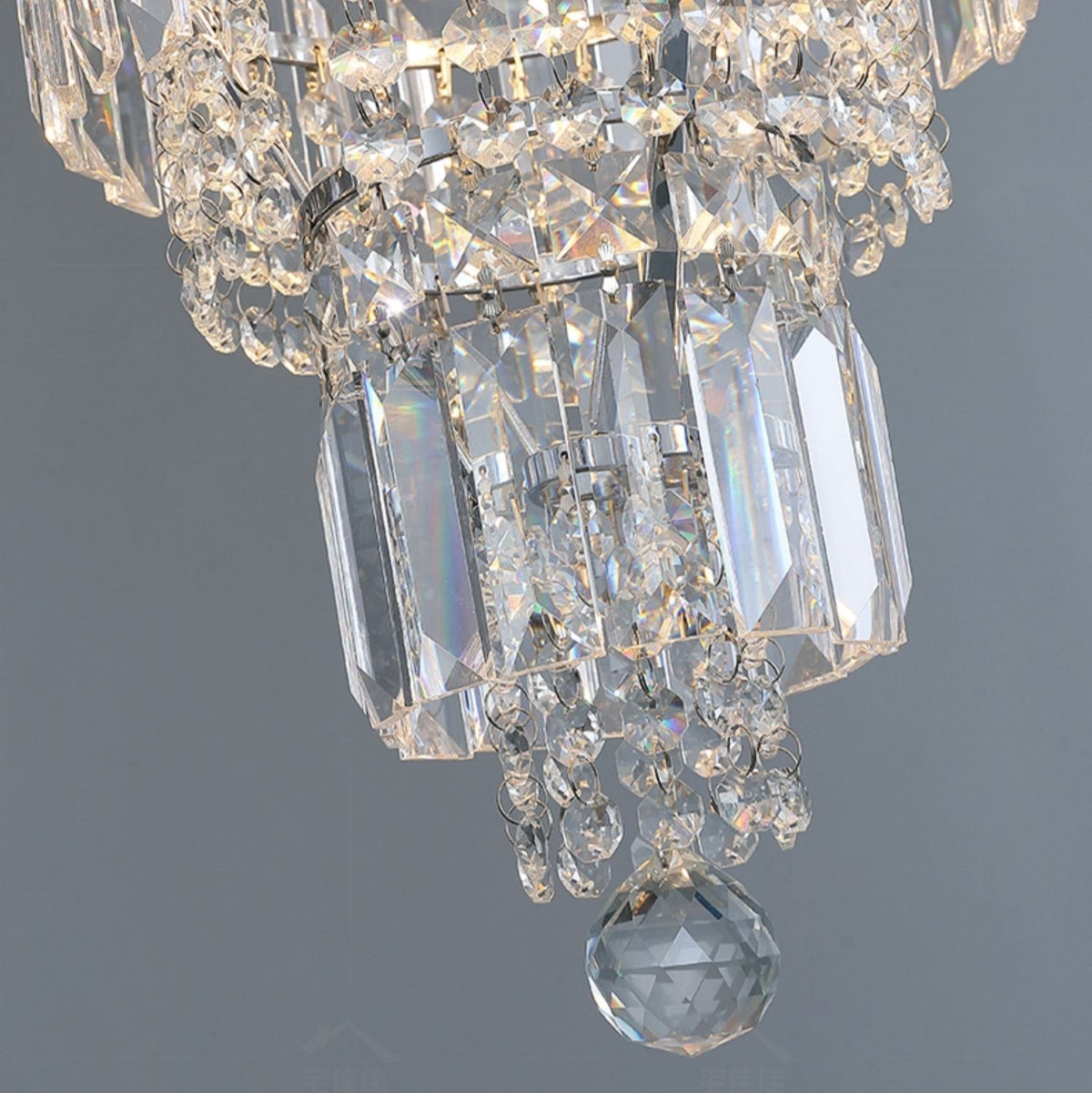 Chrome Extra Large Crystal Chandelier in Silver for Foyer/Staircase/Living Room/Entrance - Zelno Lighting