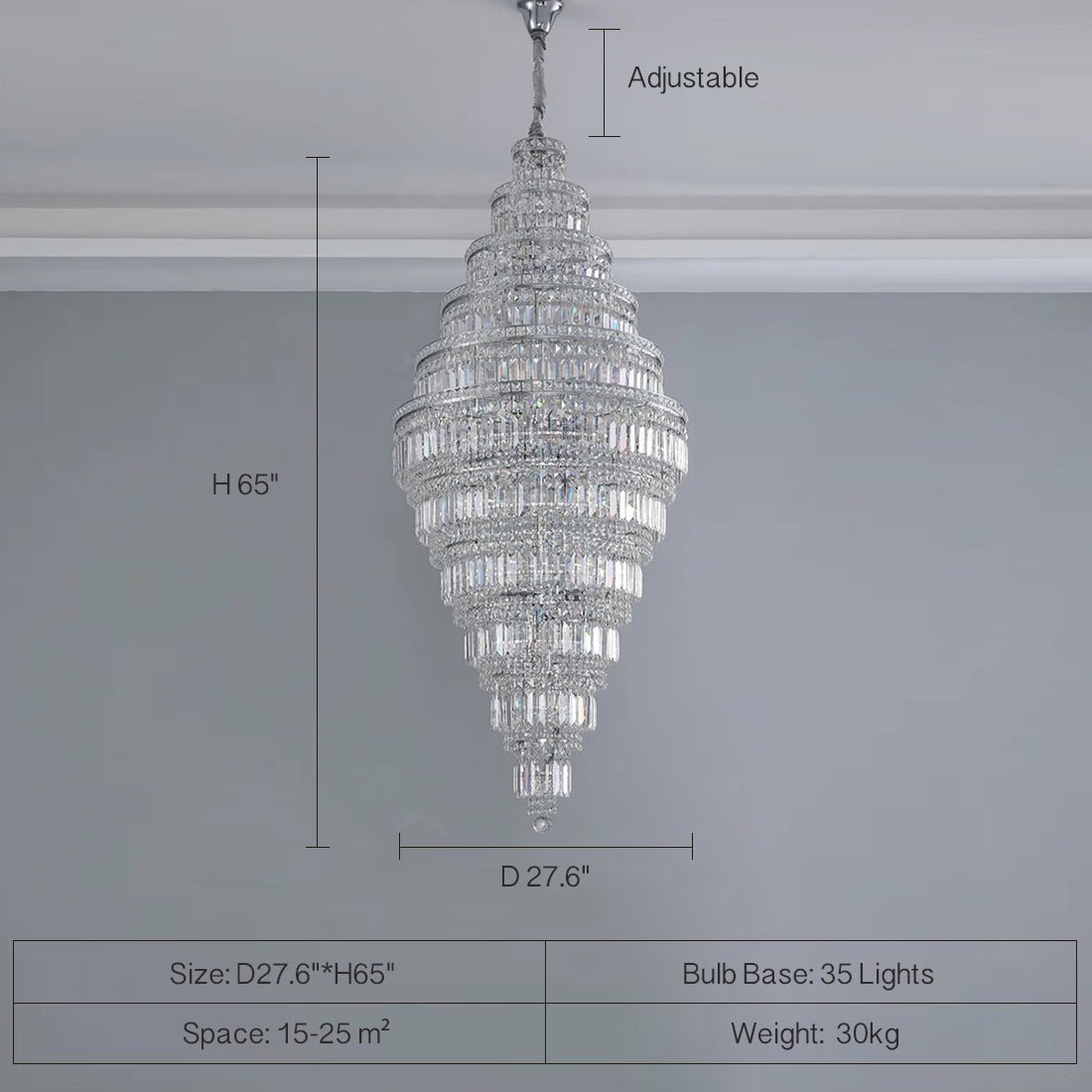 Chrome Extra Large Crystal Chandelier in Silver for Foyer/Staircase/Living Room/Entrance - Zelno Lighting
