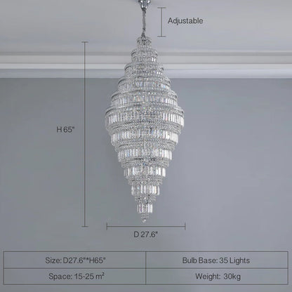 Chrome Extra Large Crystal Chandelier in Silver for Foyer/Staircase/Living Room/Entrance - Zelno Lighting