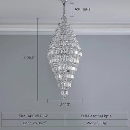 Chrome Extra Large Crystal Chandelier in Silver for Foyer/Staircase/Living Room/Entrance - Zelno Lighting