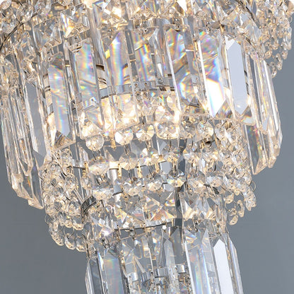 Chrome Extra Large Crystal Chandelier in Silver for Foyer/Staircase/Living Room/Entrance - Zelno Lighting