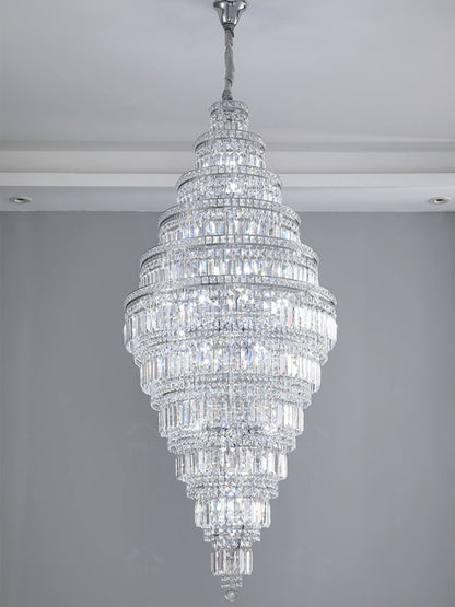 Chrome Extra Large Crystal Chandelier in Silver for Foyer/Staircase/Living Room/Entrance - Zelno Lighting