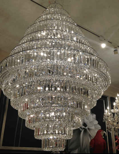 Chrome/ Silver/ Gold Extra Large Chandelier For Foyer Living Room Staircase Crystal Ceiling Lighting Fixture - Zelno Lighting