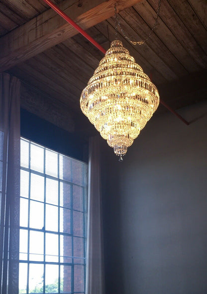 Chrome/ Silver/ Gold Extra Large Chandelier For Foyer Living Room Staircase Crystal Ceiling Lighting Fixture - Zelno Lighting
