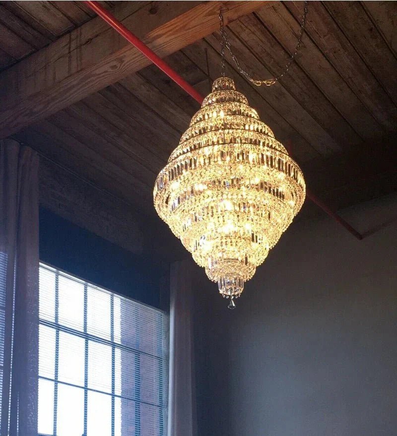 Chrome/ Silver/ Gold Extra Large Chandelier For Foyer Living Room Staircase Crystal Ceiling Lighting Fixture - Zelno Lighting
