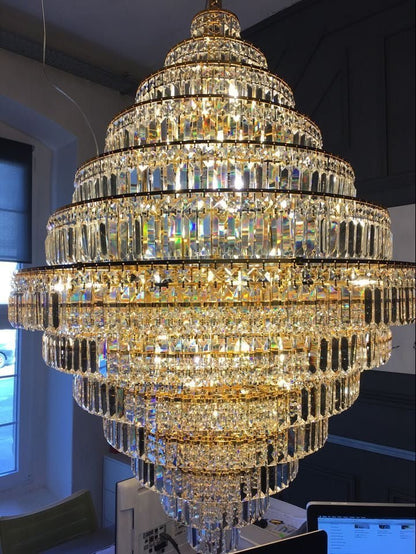 Chrome/ Silver/ Gold Extra Large Chandelier For Foyer Living Room Staircase Crystal Ceiling Lighting Fixture - Zelno Lighting
