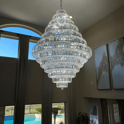 Chrome/ Silver/ Gold Extra Large Chandelier For Foyer Living Room Staircase Crystal Ceiling Lighting Fixture - Zelno Lighting