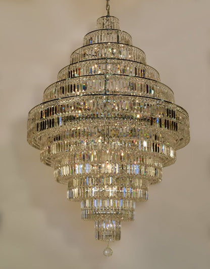 Chrome/ Silver/ Gold Extra Large Chandelier For Foyer Living Room Staircase Crystal Ceiling Lighting Fixture - Zelno Lighting