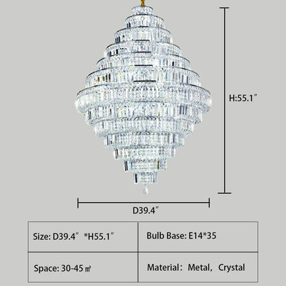 Chrome/ Silver/ Gold Extra Large Chandelier For Foyer Living Room Staircase Crystal Ceiling Lighting Fixture - Zelno Lighting