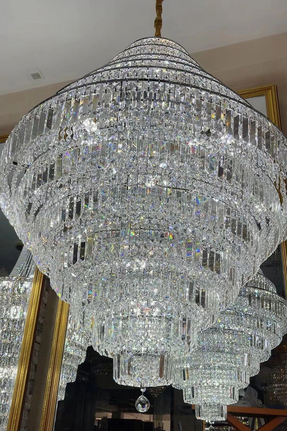 Chrome/ Silver/ Gold Extra Large Chandelier For Foyer Living Room Staircase Crystal Ceiling Lighting Fixture - Zelno Lighting