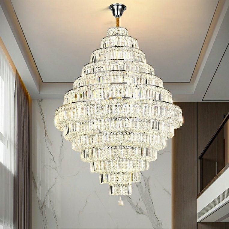 Chrome/ Silver/ Gold Extra Large Chandelier For Foyer Living Room Staircase Crystal Ceiling Lighting Fixture - Zelno Lighting