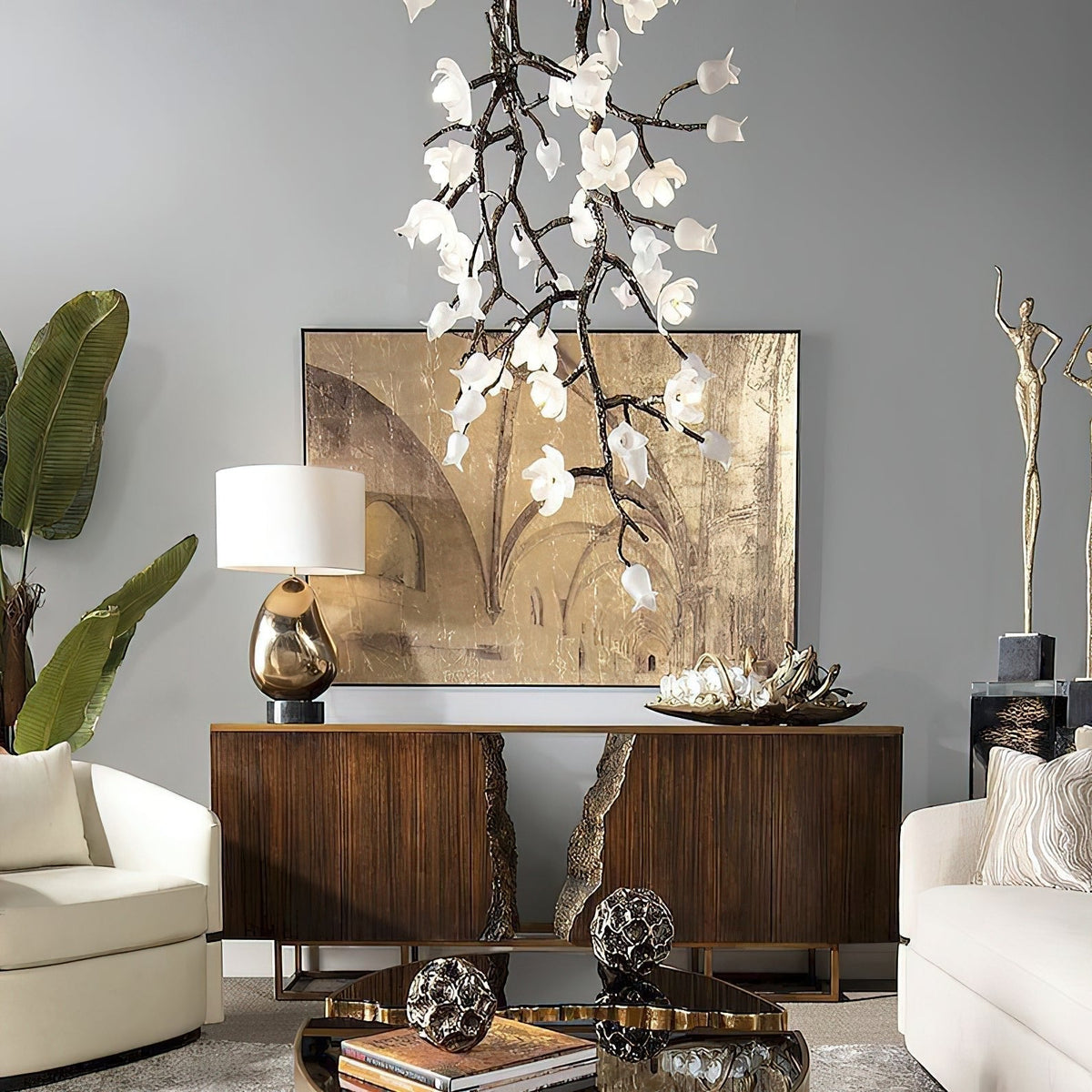 Churippu Branch Brass Chandelier - Zelno Lighting