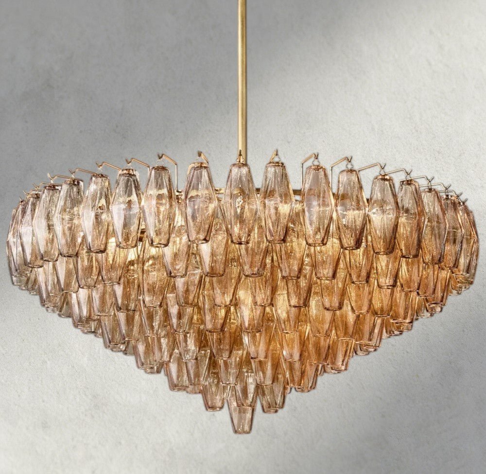 CIHELA CLEAR/ SMOKE GLASS TIERED ROUND CHANDELIER 37", 47", 62" - zelnolighting