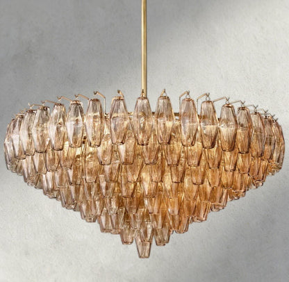 CIHELA CLEAR/ SMOKE GLASS TIERED ROUND CHANDELIER 37", 47", 62" - zelnolighting