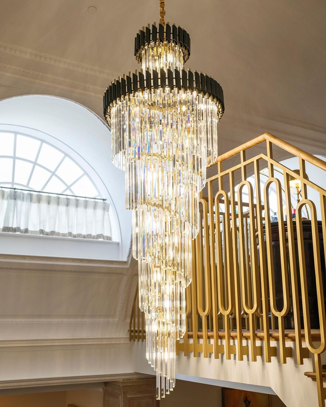 Classic Large Multi-layered Spiral Crystal Chandelier for Foyer/ Staircase - Zelno Lighting