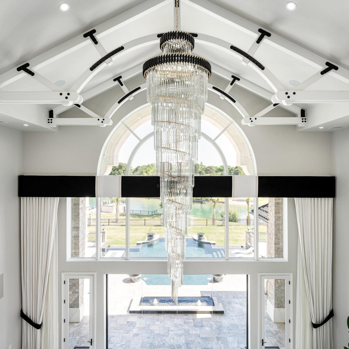 Classic Large Multi-layered Spiral Crystal Chandelier for Foyer/ Staircase - Zelno Lighting