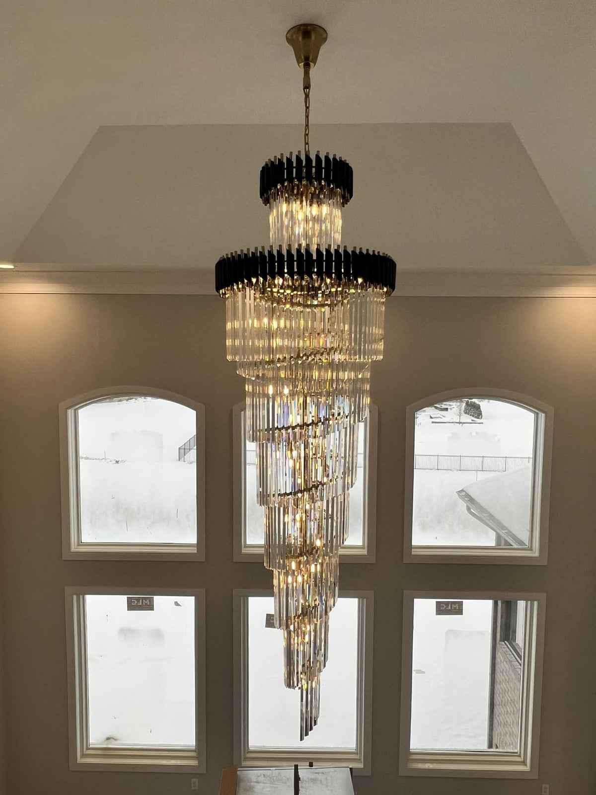 Classic Large Multi-layered Spiral Crystal Chandelier for Foyer/ Staircase - Zelno Lighting